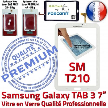 Samsung Galaxy TAB 3 SM-T210 B Ecran Verre Prémonté en Blanche Adhésif Tactile Supérieure SM LCD 7 TAB3 Assemblée PREMIUM T210 Vitre Qualité