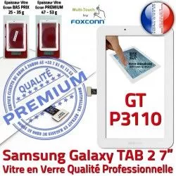 TAB2 TAB Ecran Tactile GT-P3110 Samsung PREMIUM 7 P3110 GT Galaxy B Supérieure LCD Assemblée Adhésif Verre Prémonté Qualité en 2 Vitre Blanche