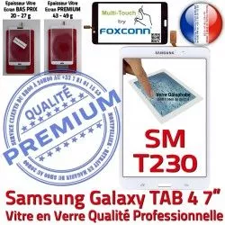 Tactile Galaxy 7 PREMIUM Prémonté LCD Blanche Samsung Qualité SM-T230 Verre Assemblée B TAB4 inch Supérieure Adhésif Ecran Vitre