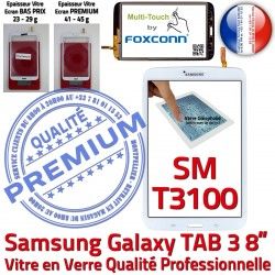Vitre SM-T3100 PREMIUM à Prémonté Tactile Verre Ecran 8 Coller Samsung inch TAB3 Qualité Galaxy Supérieure B Blanche Assemblée en