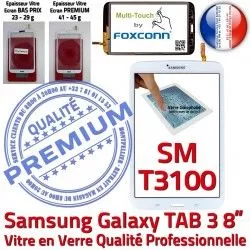 PREMIUM Tactile à Qualité en inch B Samsung Verre 8 SM-T3100 Blanche Vitre Supérieure Assemblée Ecran Prémonté Coller TAB3 Galaxy