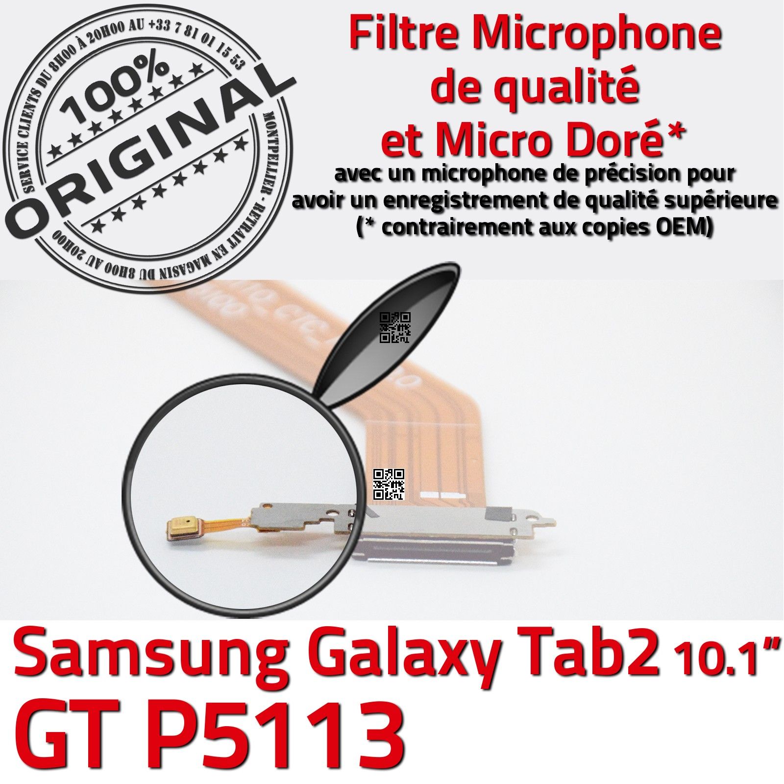 ORIGINAL TAB 2 GT P5113 Port USB Connecteur de Charge Nappe Microphone Chargeur