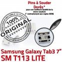 Samsung Galaxy Tab3 SM-T113 USB Chargeur souder ORIGINAL Pins MicroUSB Prise à de TAB3 SLOT Fiche charge Dorés Dock Connector Qualité