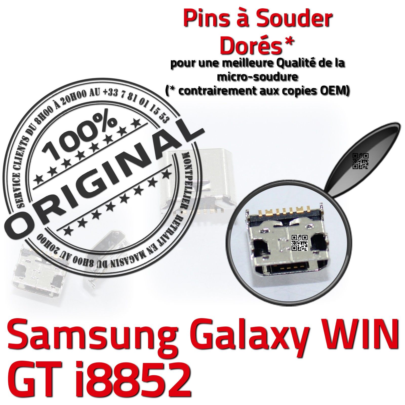 ORIGINAL Samsung Galaxy Win GT i8852 Connecteur charge à souder Micro USB Prise
