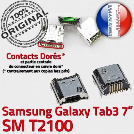 Samsung Galaxy Tab3 SM-T2100 USB Fiche Dock Qualité Dorés Prise Chargeur charge MicroUSB Pins de à souder TAB3 SLOT ORIGINAL Connector