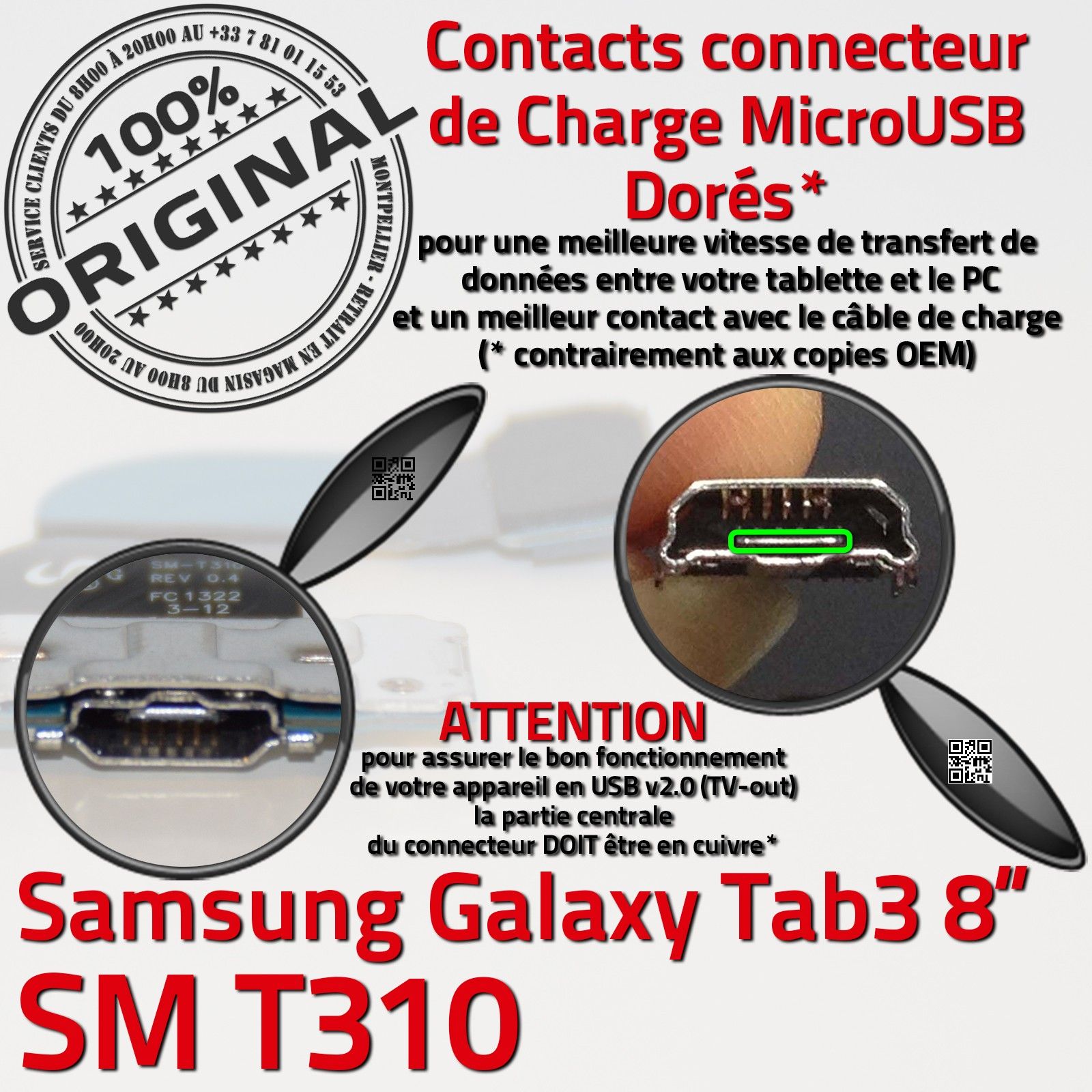 Synchronisation PC Démontage Microphone Réparation Carte Mère Cable Jack Flex Micro-USB Connecteur d'Origine Changement TAB3 SM-T310 TAB 3 SM T310 Remplacement Port Micro USB Tablette Prise Chargeur Qualité Nappe OFFICIELLE de Charge SAMSUNG Galaxy