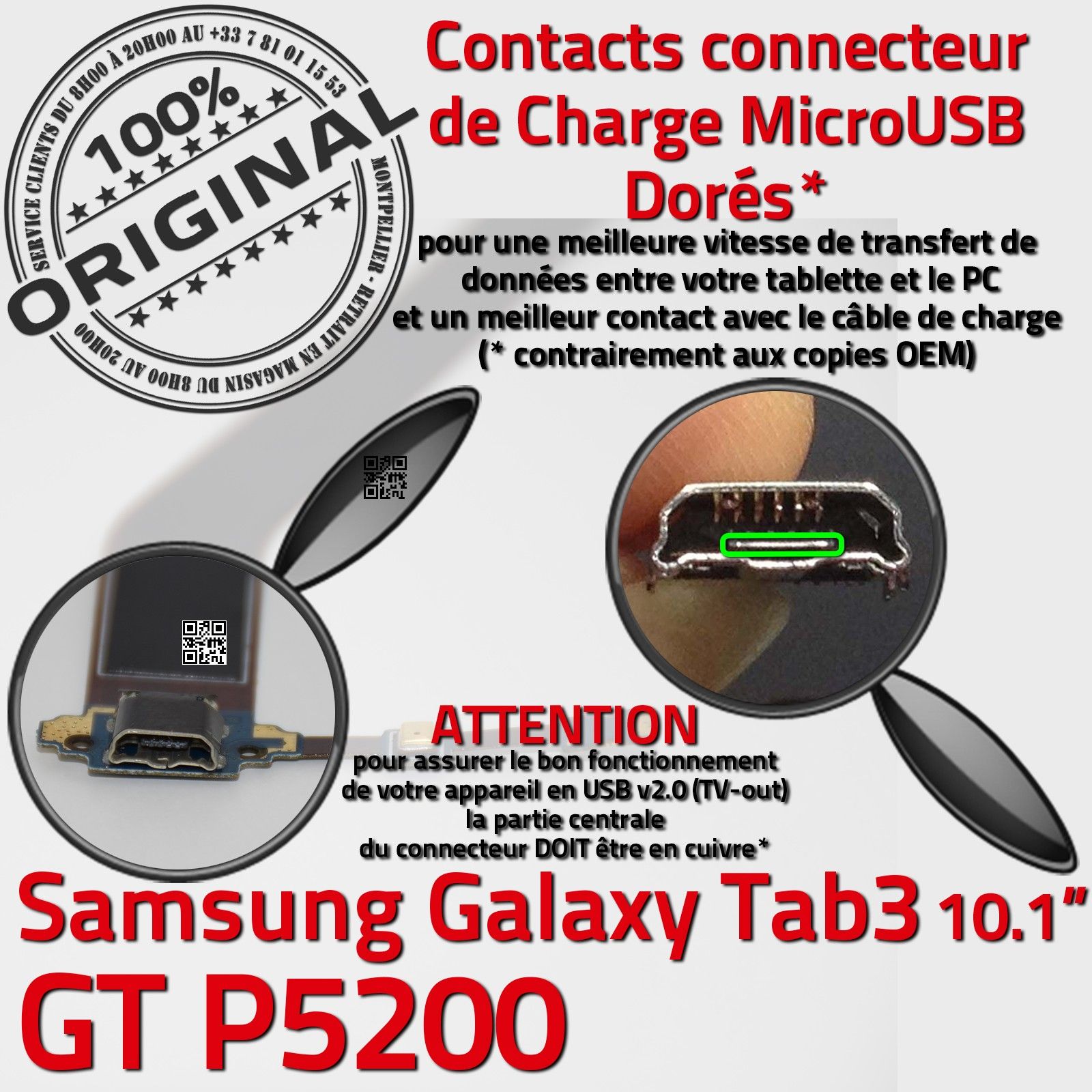 TAB3 GT-P5200 SAMSUNG Galaxy Remplacement Prise Chargeur Qualité TAB 3 GT P5200 Démontage Carte Mère Cable Jack Flex Microphone Micro-USB Port Micro USB Changement Nappe OFFICIELLE de Charge Synchronisation PC Tablette Connecteur d'Origine Réparation