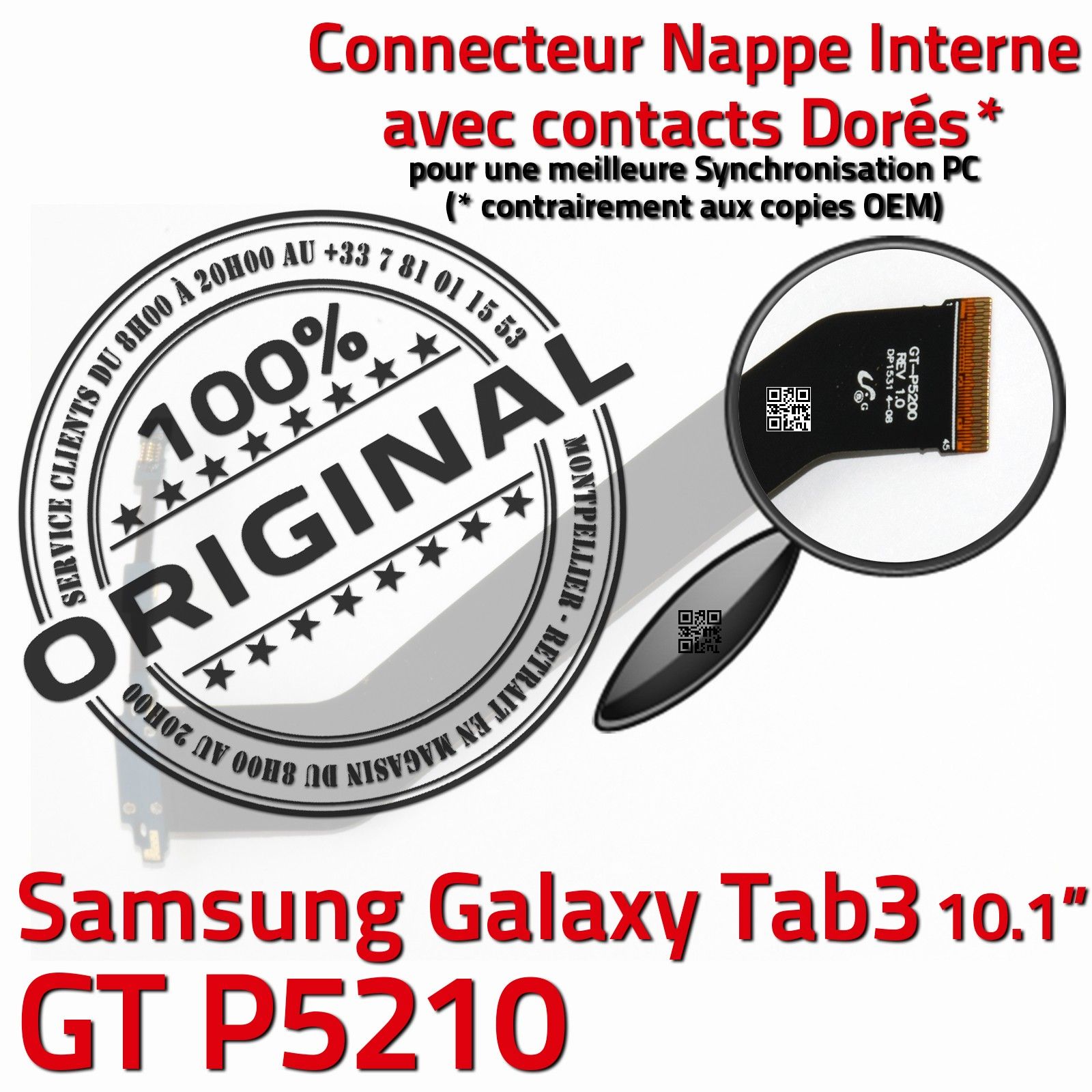 TAB 3 GT P5210 ORIGINAL Samsung Galaxy Connecteur de Charge Chargeur MicroUSB Nappe OFFICIELLE Qualité Contacts Dorés Réparation