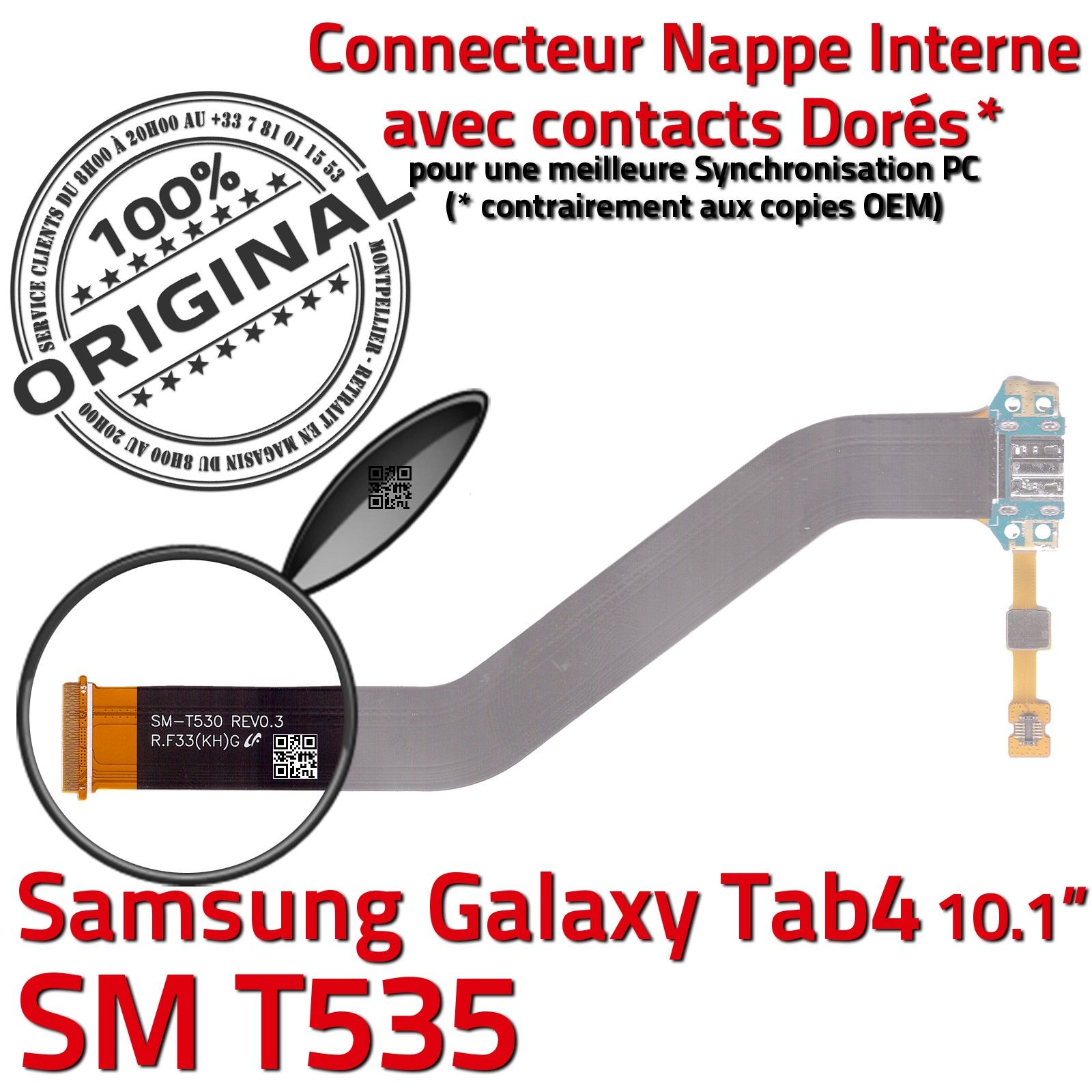 ORIGINAL Samsung Galaxy TAB 4 SM T535 Connecteur de Charge Chargeur MicroUSB Nappe OFFICIELLE Qualité Contacts Dorés Réparation