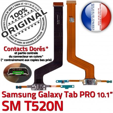 Samsung Galaxy SM-T520NC TAB PRO Qualité Doré SM OFFICIELLE de Charge Nappe T520N Contact Chargeur Connecteur MicroUSB Réparation ORIGINAL