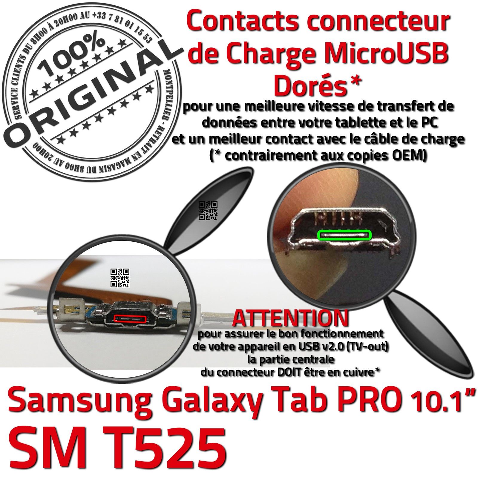 Microphone Cable Jack Flex Connecteur d'Origine Réparation Tablette SM-T525 Remplacement Micro-USB Nappe OFFICIELLE de Charge Synchronisation PC Carte Mère SM T525 Qualité Changement SAMSUNG Galaxy TAB PRO Micro USB Démontage Contact Prise Chargeur
