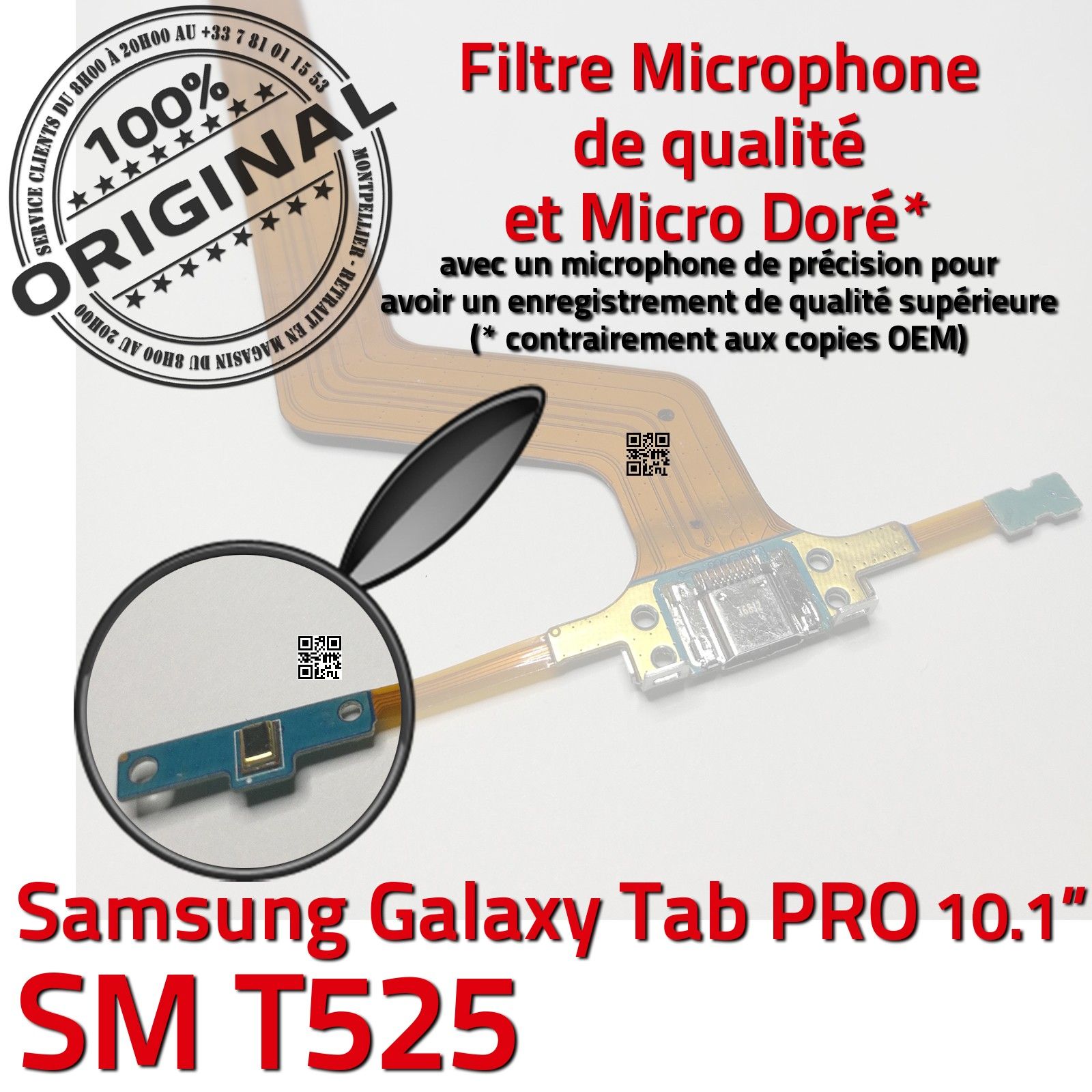 ORIGINAL TAB PRO SM T525 Port USB Connecteur Charge Microphone Chargeur Prise