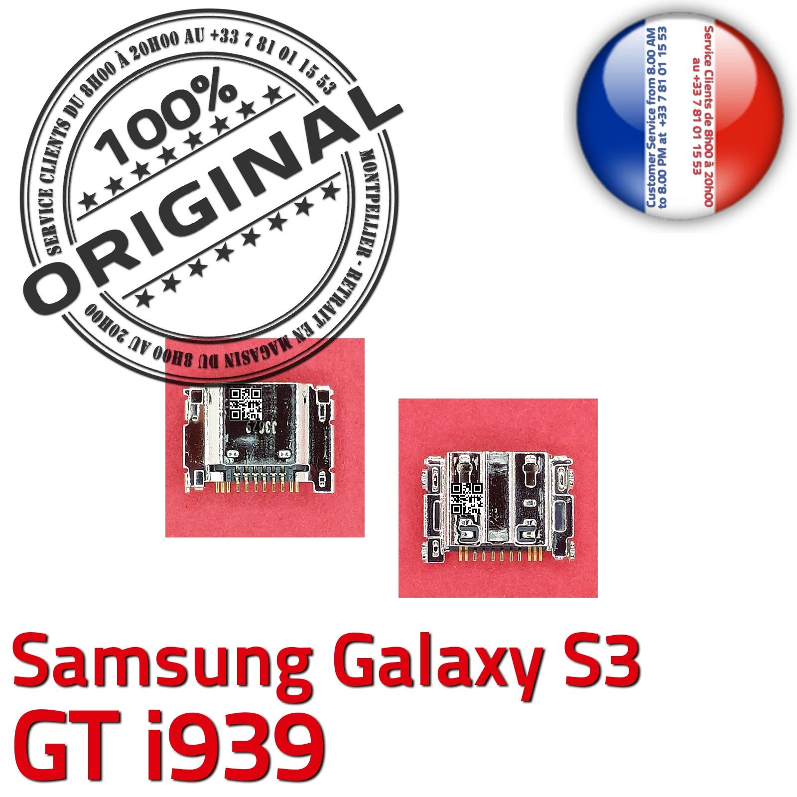 ORIGINAL Samsung Galaxy S3 GT i939 Connecteur de charge à souder Micro USB Pins Dorés Dock Prise Flex Connector Chargeur