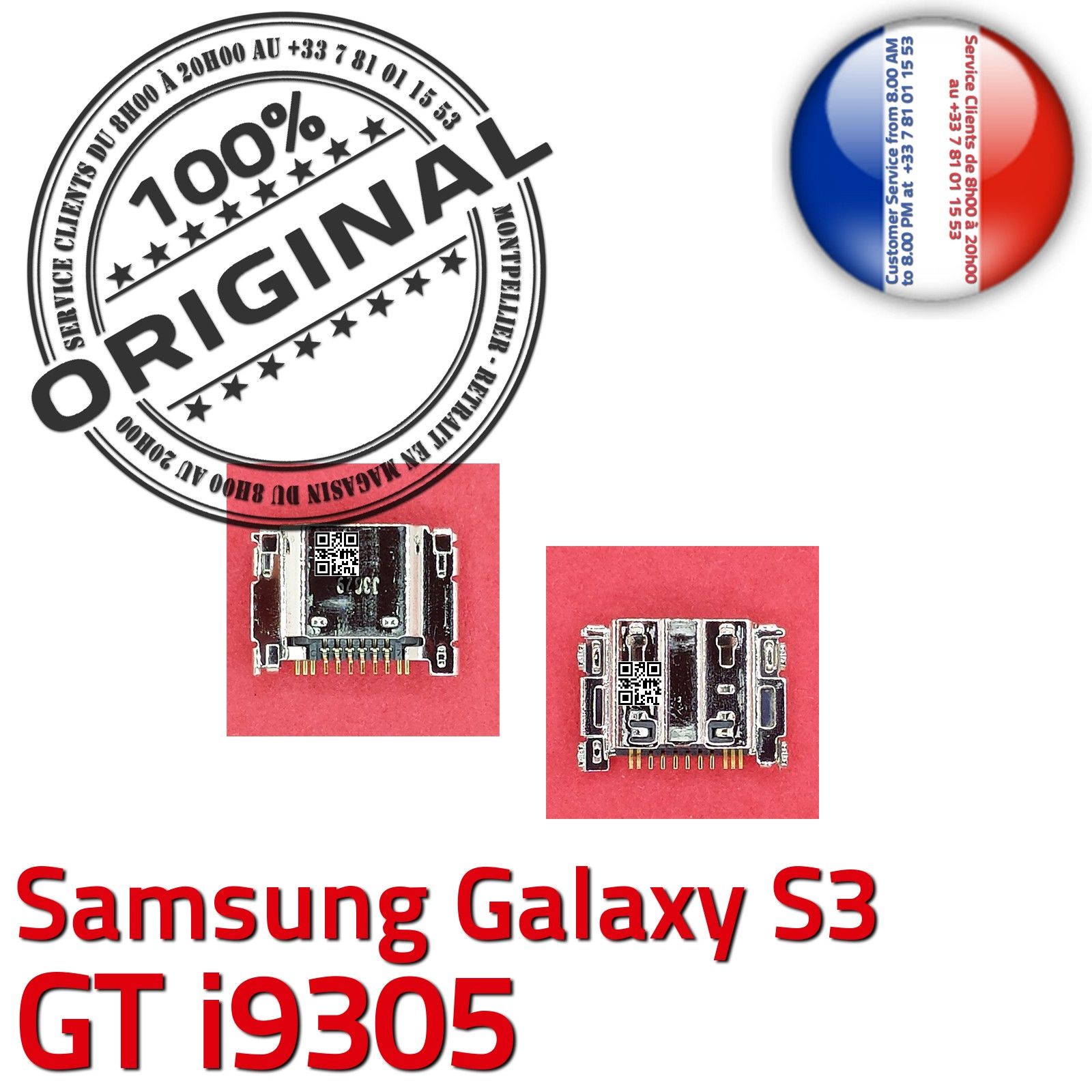 ORIGINAL Samsung Galaxy S3 GT i9305 Connecteur de charge à souder Micro USB Pins Dorés Dock Prise Flex Connector Chargeur