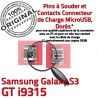 Samsung Galaxy S3 GT i9315 C Connecteur charge souder à Micro Flex Chargeur Pins Connector Dock ORIGINAL Prise Dorés de USB