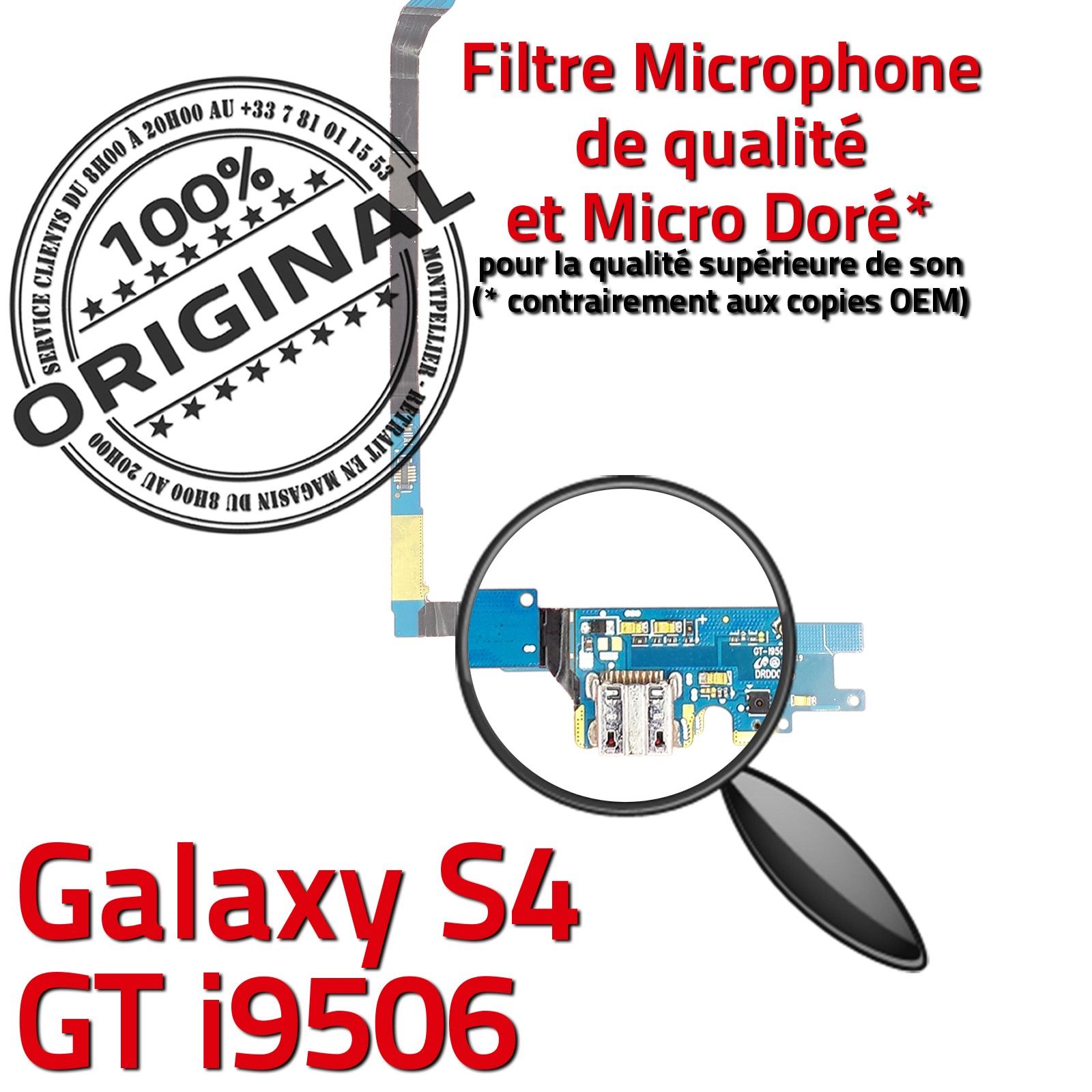 ORIGINAL Samsung Connecteur Charge Galaxy S4 GT i9506 Prise Chargeur  MicroUSB Nappe OFFICIELLE Qualité Microphone Antenne RESEAU