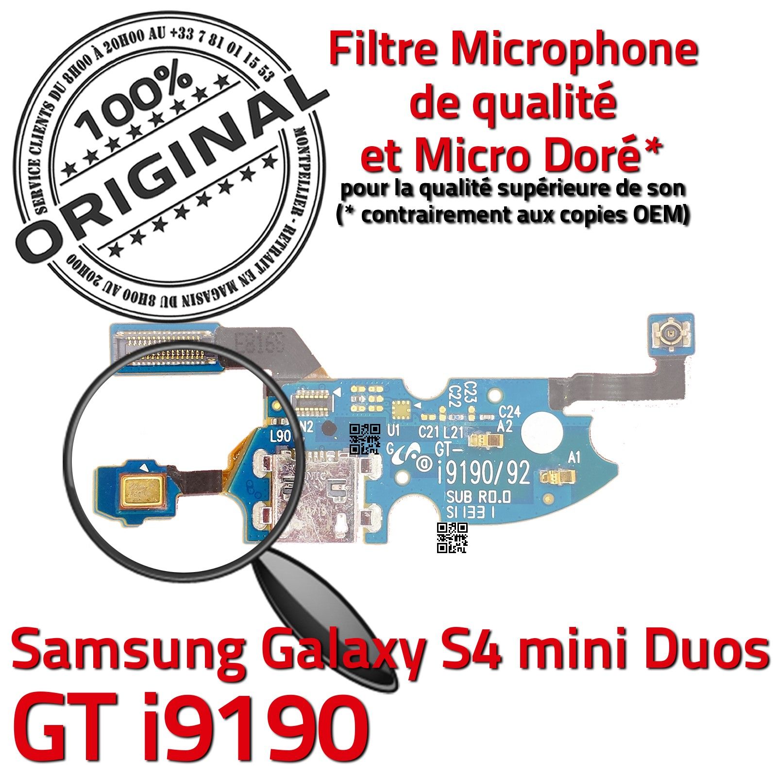 ORIGINAL Samsung Galaxy S4 GT 9190 Connecteur Charge Prise Chargeur MicroUSB Nappe OFFICIELLE Qualité Microphone Antenne RESEAU