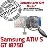 Samsung ATIV S GT i8750 Dorés SIM Qualité Nappe Connector Lecteur Connecteur Carte Reader Memoire Micro-SD ORIGINAL Contacts