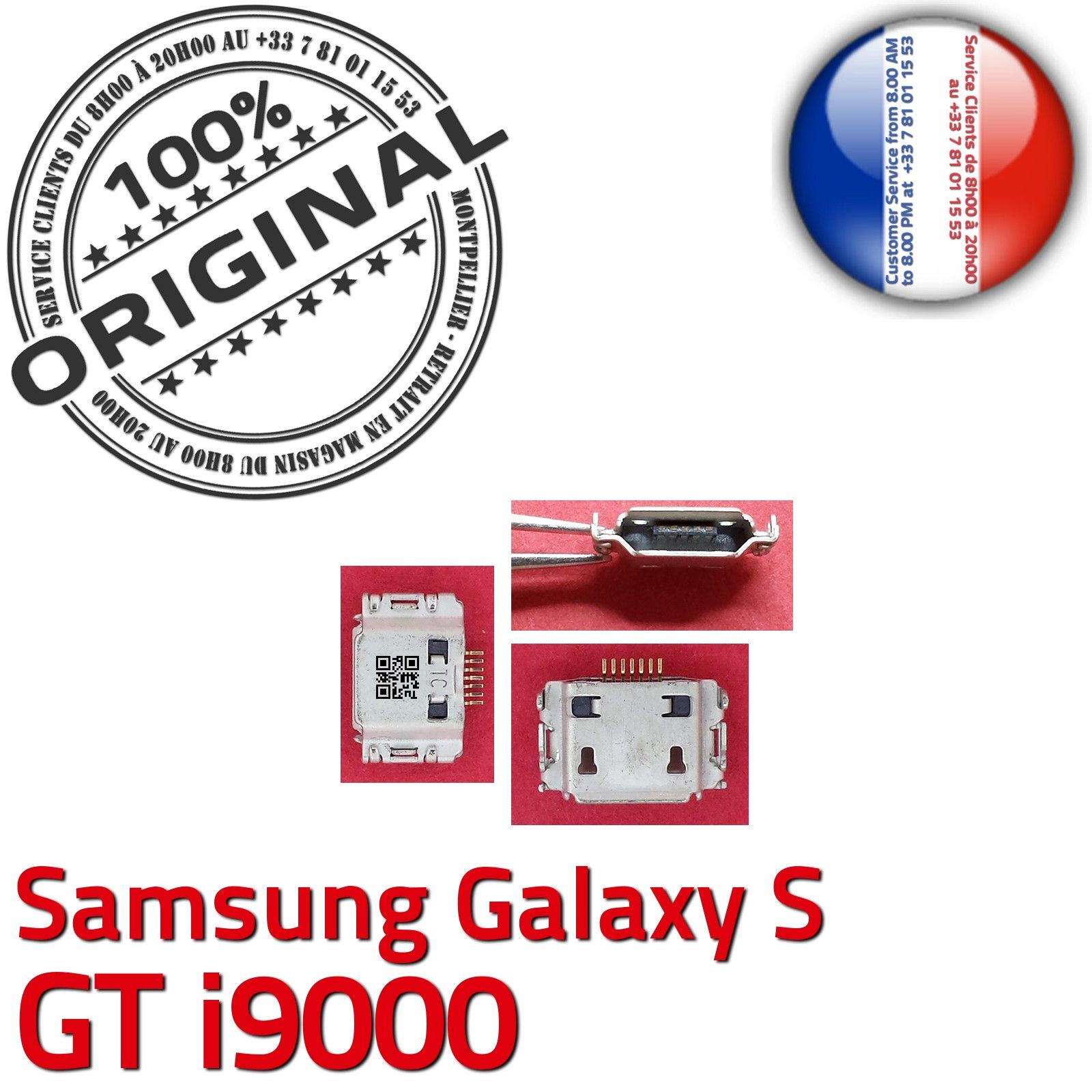 ORIGINAL Samsung Galaxy S GT i9000 Connecteur de charge à souder Micro USB Pins Dorés Dock Prise Flex Connector Chargeur