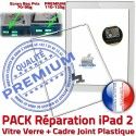 PACK iPad2 Joint B Tactile Verre Blanche Cadre PREMIUM Apple Vitre Adhésif Tablette Chassis HOME Precollé Réparation Écran Bouton