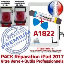 Blanche Oléophobe Réparation Bouton Tactile AIR Qualité Verre B Outils Precollé HOME PACK Nappe iPad PREMIUM A1822 Adhésif Vitre KIT