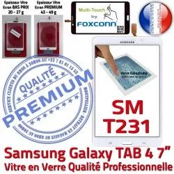 Supérieure SM-T231NZWAXEF LCD Tactile Vitre Blanche Verre Samsung Adhésif B PREMIUM Assemblée TAB4 Qualité Galaxy Prémonté Ecran