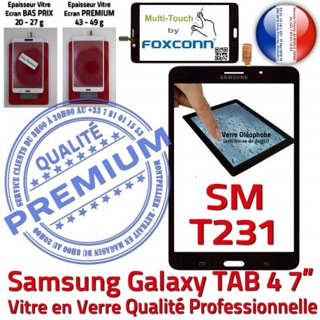 Samsung Galaxy SM-T231NZWAXEF N TAB4 Vitre Tactile Noire Qualité Adhésif LCD Ecran PREMIUM Verre SM-T231 Assemblée NZWAXEF Supérieure Prémonté