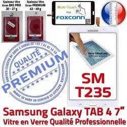 SM-T235 Blanche Assemblée Supérieure Adhésif Verre PREMIUM NZWAXEF SM-T235NZWAXEF Prémonté Ecran Tactile TAB4 Samsung Qualité B Galaxy LCD Vitre