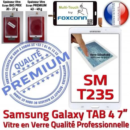 Samsung Galaxy SM-T235 TAB4 B LCD 7 inch Vitre Tactile Supérieure Qualité Prémonté Adhésif Ecran Blanche PREMIUM Verre Assemblée