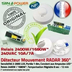 Détecteur Détection Passage Alarme Mouvement 360 Automatique SINO HF Interrupteur Personne Lampe Basse de Radar Présence Éclairage Consommation