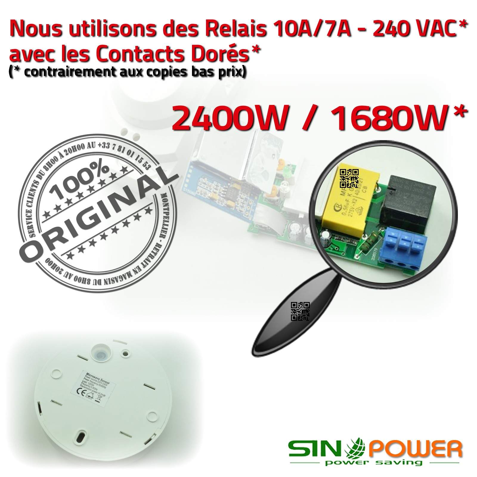 Détecteur de Mouvement Radar 360° Micro-Ondes Alarme Interrupteur Luminaire Automatique Installation Lampe Basse Consommation Passage Personne Éclairage Détection Mouvements Hyper Fréquence HF Relais Capteur Présence Ampoules LED Économie Énergie